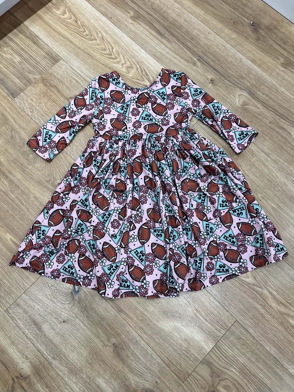 Mila & Rose Football Long Sleeve Twirl Dress Size 5-6